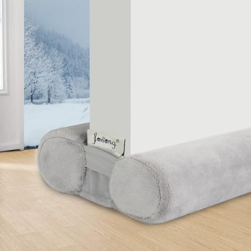 fowong Door Draft Stopper Double Side Adjustable Seal Bottom of Doors 30" to 36" Noise Blocker Cover Gap up to 1.5" Soundproof Interior Front Draft Guard Grey - color: Light Grey, size: 36 inch