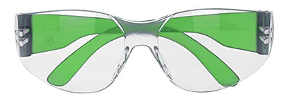 BISON LIFE Safety Glasses - Scratch Resistant Wrap Around Eyewear, Polycarbonate ANSI Z87.1 Impact Resistant Lens - color: Clear/Green