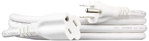 Amazon Basics Extension Cord, 3 Prong Outlet Extender, Indoor, 13 Amps, 125V, 6 Ft, White - color: White, size: 6 Ft, style: 1-Pack