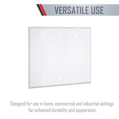 TayMac WW-BBB Standard Metallic Wallplate with Blank, Three Gang, White Smooth - style: Three Gang