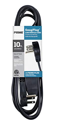 Prime Wire & Cable EC932610 Snug Plug Extension Cord,Black,10 ft
