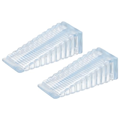 uxcell 2 Pcs Door Stoppers for Bottom of Door, 28mm/1.10 Inch Door Stops, Rubber Door Stopper Wedge Anti Slip, Window Stopper Door Stackable, Clear - color: Clear, size: 1.1-inches