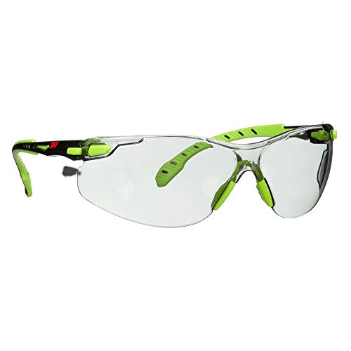 3M Safety Glasses, Solus 1000, S1207SGAF, ANSI Z87, Scotchgard Anti-Fog Lens, Green/Black Frame, Indoor/Outdoor Gray Lens, Padded Temple, Soft Nosebridge, UV Protection, Premium Eye Protection - size: Single, style: Gray I/O Lens, Green/Black Frame