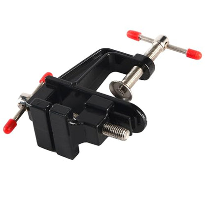 Mini Vise Clamp Small Bench Vice Clamp on Table Vise Drill Press Vice for Wood Craft Carving Jewelry Making DIY Clip on Tool, Black