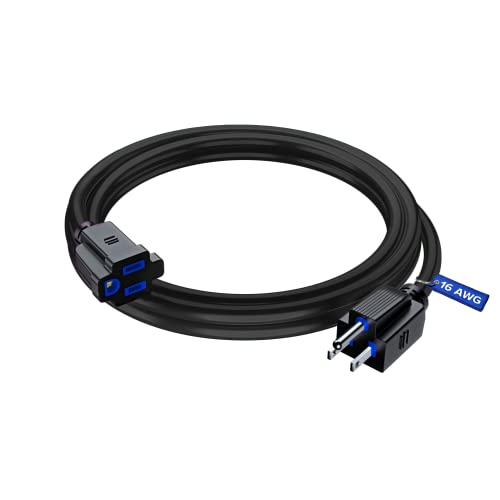 Maximm Extension Cord 6 Ft Black Power Cords Indoor 16 Gauge Wire SJTW Heavy Duty ETL Listed (6Ft, Black with Blue Indicators) - color: Black, size: 6 Feet