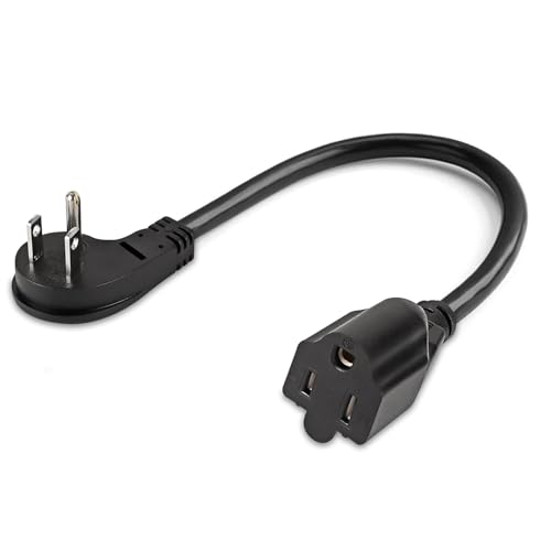 1875W Short Extension Cord,15A 16AWG Low Profile Flat Plug Heavy Duty Extension Cord Outlet Saver 3-Prong Grounded Power Cable (Black1 Feet) - size: Black 1 feet