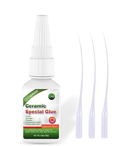30g Ceramic Glue, Instant Ceramic Super Glue for Porcelain and Pottery Repair, Fast Drying | Heat Resistant | Waterproof Strong Adhesive for Bonding Ceramic, Dishes, Tiles, DIY Crafts - size: 30g*1, style: Ceramic Glue
