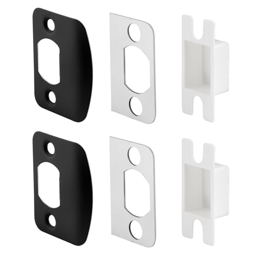 Door Strike Plates with Spacer Shims, Standard Door Strike Replacement, Universal Residential Security Striker Catcher, Fix Door Won’t Latch Close (2pack, Black) - color: Black, size: 2 Pack