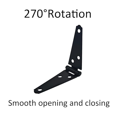 6Pcs 3-Inch Heavy Duty Iron Strap Hinges, Matte Black Gate Tee Hinges for Shed, Fence, Cabinet, Wood Gate Applications with Mounting Screws - size: 3 Inch