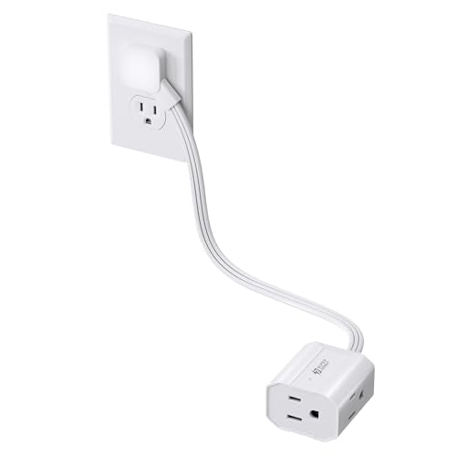 Short Extension Cord 1.5ft SUPERDANNY Right Angled Flat Plug Power Strip, 13A Indoor Extension Cord with 3 Outlets, Small for Office Home Appliances,Non Surge Protector for Cruise,White - color: White, size: 1.5 Ft, style: Extension Cord