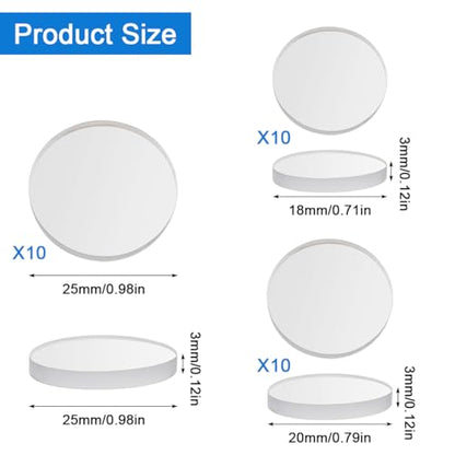 30 Pcs Clear Glass Table Top Anti Slip Pads, 3 Sizes, 18mm/0.7" 20mm/0.8" 25mm/1" Glass Table Top Bumpers Protectors, Non Adhesive Rubber Grippers Glass Bumpers for Under Glass, 3mm Thickness,Round
