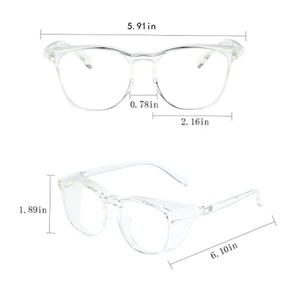 Safety Glasses for Men Women Nurses Anti Fog Stylish Fashion Comfortable Goggles with Side Shields Eye Protection for Adult - color: Clear
