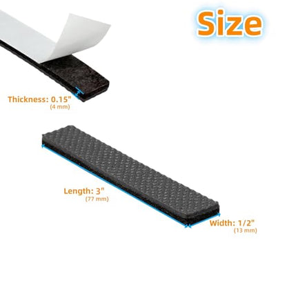 Non Slip Furniture Pads 1/2" x 3" Rubber Strips Self Adhesive Furniture Grippers Chair Leg Pads Rubber Chair Feet Anti Scratches Non Skid Furniture Pad Floor Protectors, 40 Pcs Rectangle - size: 0.5 x 3" Rectangle 40pcs