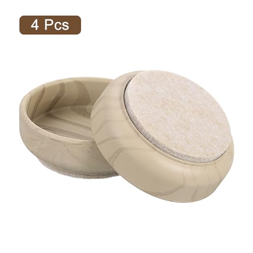 uxcell Non-Slip Furniture Pads, 4Pcs 60mm - Felt Furniture Foot Cups, Round Furniture Leg Protectors Cups Sliders for Hardwood Floors (Light Wood Grain) - color: Light Wood Grain