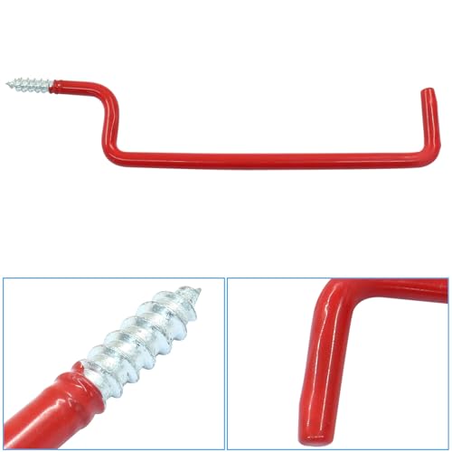 10 Pcs Screw in Ladder Hook Red Screw-in Garage Hooks 19.2cm/7.56" Wall Mounted Hooks for Hanging Ropes, Ladder, and Folding Chair - color: Red