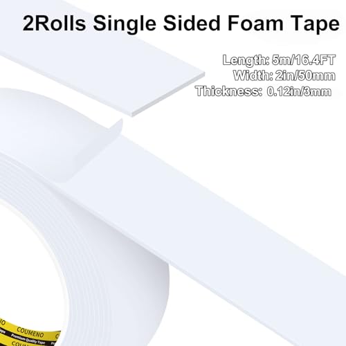 Single-Sided Adhesive EVA Foam Tape 2 Pack,2inX16.4FT,White Foam Weather Stripping,Door Seal & Window Insulation Tape,Waterproof Sound Proof Seal Strip for Doors,Garage Door & Gap Sealing - size: 2 Pack,2inX16.4FT