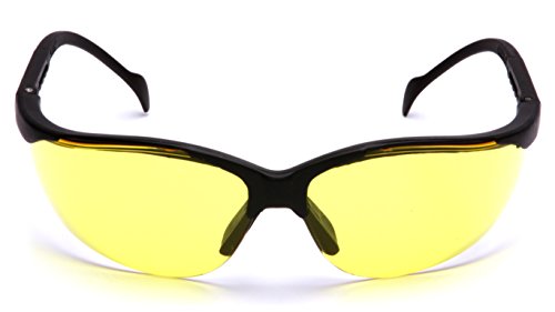 Pyramex Venture II Safety Eyewear, Indoor/Outdoor Mirror Anti-Fog Lens - color: Amber Lens/ Black Frame