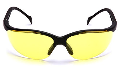 Pyramex Venture II Safety Eyewear, Indoor/Outdoor Mirror Anti-Fog Lens - color: Amber Lens/ Black Frame