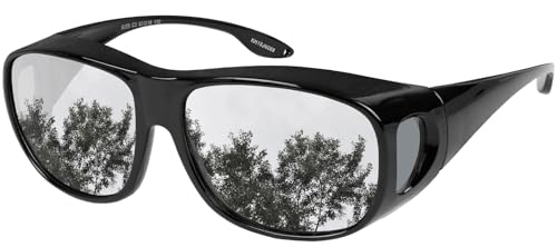 Fit Over Wrap Sunglasses Polarized Lens Wear Over Eyeglasses 100% UV Protection for Men and Women - color: 1 Pack: Black Frame and Silver Mirror Lens