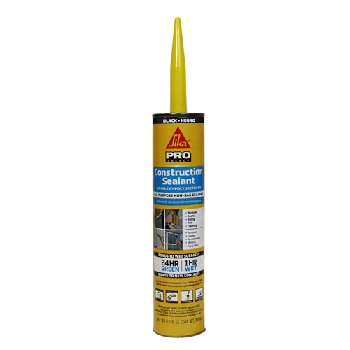 SIKA Sikaflex Construction Sealant - Black, Paintable Polyurethane, All-Purpose for Sealing Joints & Gaps, 10.1 fl. oz Cartridge - Weatherproof, Durable, Non-Corrosive - color: BLACK