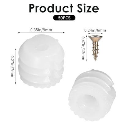 50 Pcs Plastic Dowel Inserts and Mounting Screws for Hinges Plastic Dowels Pre-Inserted Nuts Furniture Fittings for Cabinet Door Connections