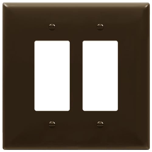 ENERLITES Double Decorator Switch Cover, Two Gang Outlet Wall Plate, Gloss Finish, Oversized 2-Gang 5.50" x 5.50", Unbreakable Polycarbonate Thermoplastic, UL Listed, 8832O-BR, Brown - color: Brown, size: Oversize