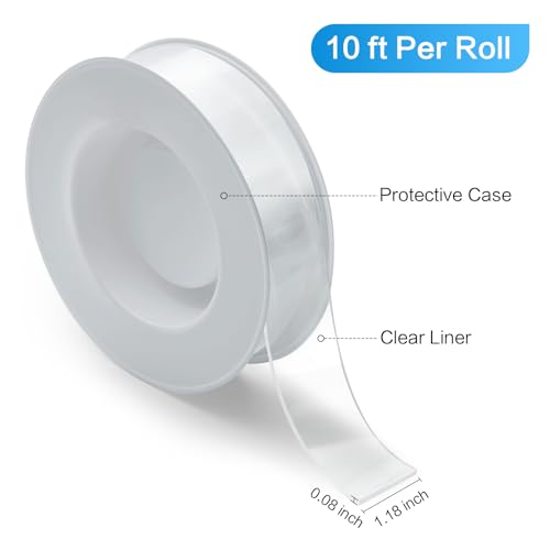 M&G 2 Rolls Double Sided Tape Heavy Duty, Clear Nano Tape, Waterproof Removable Extra Strong Adhesive Mounting Tape for Poster Photo Wall Decor Carpet Rug Tape, 1.18 Inch x 240 Inch (10 Feet per Roll)