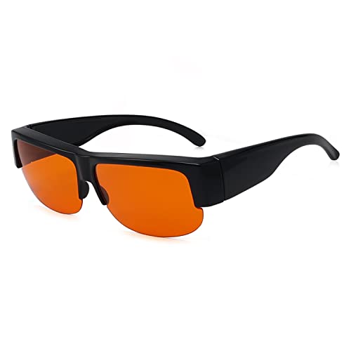 Eyekepper 100% Blue Light Reduction Fitover Anti-Blue Blocking Computer Eyeglasses with Amber Lenses - color: 1803-black Red-100% Blue Light Blocking