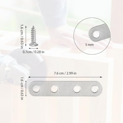 12 Pcs Straight Brace, Flat Straight Bracket with Screws, 2.99 x 0.63 Inch Repair Bracket, for Tables, Cabinets, Bookshelves (Silver) - color: Silver