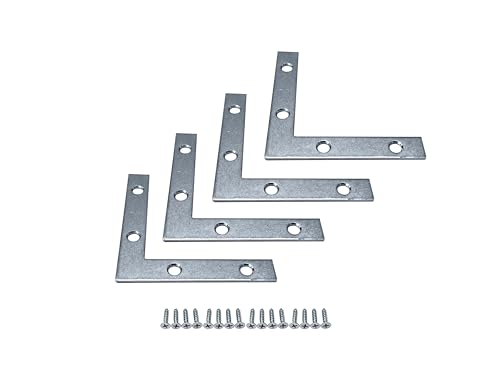 QCAA Heavy Duty Flat Corner Irons Joining Bracket for Wood Table, Chairs, Zinc Plated , 3"x3"x1/2" x1.8mm, Made in Taiwan, 24 Pack - color: Zinc(3"), size: 24 Pack