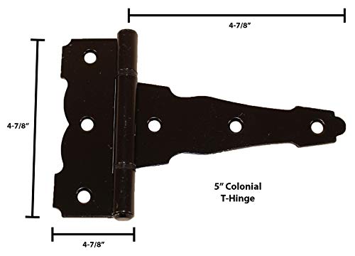 Shed Windows and More Single Door Hardware Kit Colonial (5" Hinge), T Handle and Screws - size: 5 Inch