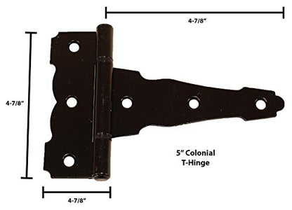 Shed Windows and More Single Door Hardware Kit Colonial (5" Hinge), T Handle and Screws - size: 5 Inch