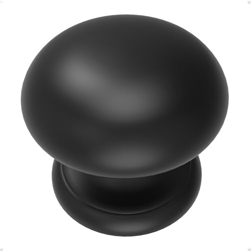 trust4care 2-Pack Matt Black Large Bifold Closet Door Knobs with Wide Base, Round Heavy Kitchen Cabinet Wardrobe Dresser Dummy Pull Knobs, 1-1/2 Inch Furniture Sideboard Drawer Handles - color: Black, size: Set of 2
