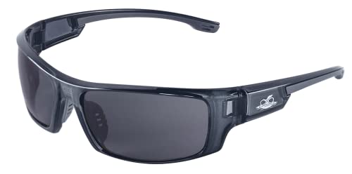 Bullhead Safety Eyewear Dorado Glasses – Enhanced Anti-Fog, Lightweight, Impact/Scratch Resistant, UV Blocking Sunglasses for Hunting/Shooting, Outdoor Sports, Construction, Smoke/Crystal Black - color: Dark Smoke Lens, Crystal Black Frame, style: Perform