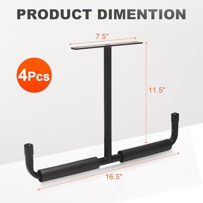 LEICHTEN 4 Pcs Upgraded Overhead Garage Storage Rack, Durable Garage Ceiling Storage Racks, Garages Overhead Lumber Storage Racks, Hanging for for Ladders, Ski Tools, Bikes, Tires, Gardening Tools