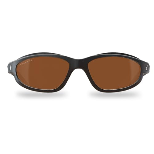 EDGE Dakura | Polarized Safety Glasses | ANSI Rated | Anti-Slip | 99.9% UV Protection | 3X Dipper Anti-Scratch (Black, Polarized Copper Driving) - color: Black