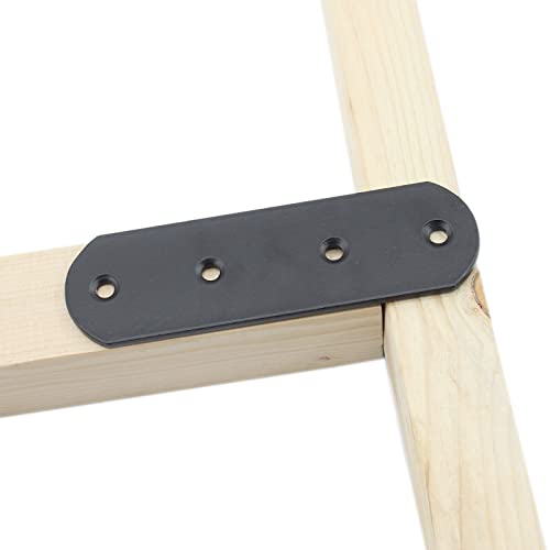 4 Pack Flat Mending Plate for Wood, ULIFESTAR Black Iron Flat Straight Brace Brackets Metal Repair Fixing Wood Brace Joining Plates Connector for Repairing Wooden Furniture with Mounting Screws - size: 4.9 X 1.5 X 0.12 Inches