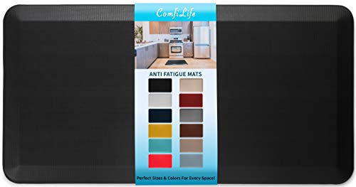ComfiLife Anti Fatigue Floor Mat – 3/4 Inch Thick Kitchen Mats for Floor, Standing Desk Mat, Kitchen Rug – Comfort at Home, Office – Durable – Stain Resistant – Non-Slip Bottom (20" x 39", Black) - color: Black, size: 20" x 39"