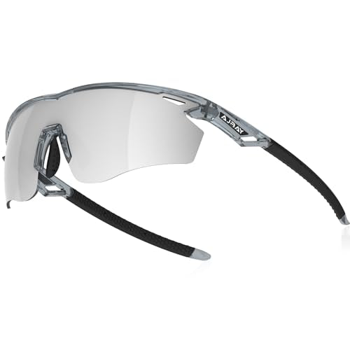 Polarized Sports Sunglasses for Men Women,Wrap Around Sun Glasses for Running Cycling Baseball Fishing Golf Hiking - color: Transparent Black