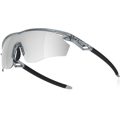 Polarized Sports Sunglasses for Men Women,Wrap Around Sun Glasses for Running Cycling Baseball Fishing Golf Hiking - color: Transparent Black