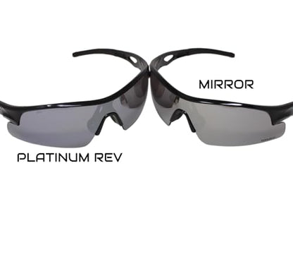 TITUS G20 All Sport Safety Glasses Shooting Eyewear Motorcycle Protection ANSI Z87+ Compliant - color: Black Frame - Mirror Lens - With Pouch