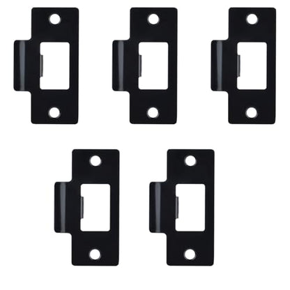 5PCS Universal Door Strike Plate，Replacement Lock Strike Plate T Strike Deadbolt with Screw，Stainless Steel Deadbolt Covers Door Reinforcement Kit for Interior Exterior Door Use(Black)