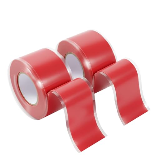 2-Pack Red Rubber Splicing Tape (20 Ft Total) - Self Fusing Emergency Repair Tape for Wiring & Marking - Non-Slip Silicone Grip for Handlebars - Easy-Peel Liner, 1 Inch x 10 Feet - color: Red