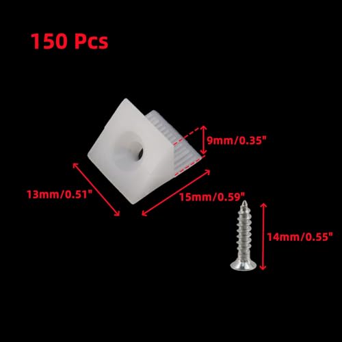 Oedema 150 Pcs Drawer Bracket Repair Wedges Fixing Mending Wedges Plastic 90 Degree Angle Code Corner Braces Fastener with Screws, White - color: White