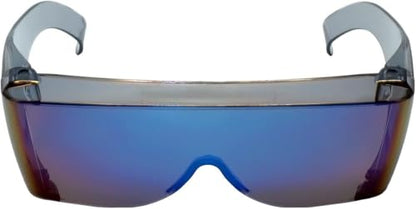 Calabria 3000 Fitover Safety Glasses with Uni-Lens – [Blue/Green/Silver Mirror - 3 Pack] Wrap Around Eye Protection | Anti-Fog Scratch Resistant | Protective Eyewear - color: Blue/Green/Silver Mirror 3-pack