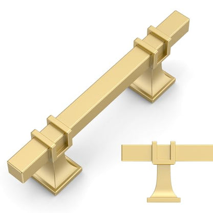 Amerdeco 10 Pack Brushed Gold Cabinet Pulls 3 Inch(76mm) Hole Center Drawer Pulls Cabinet Hardware Kitchen Cabinet Handles for Bathroom Dresser Pulls ZH0067 - color: Brushed Gold, size: 3"/76MM Hole Center