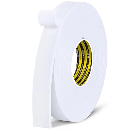 Single-Sided Adhesive EVA Foam Tape 1.2in x16.4FT,White Foam Weather Stripping,Door Seal & Window Insulation Tape,Waterproof Sound Proof Seal Strip for Doors,Windows,Garage Door & Gap Sealing - color: White, size: 1.2in x16.4FT