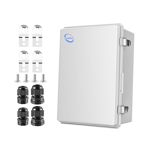 RTHIEAI Waterproof Outdoor IP67 Junction Box (11.4"x7.5"x5.5") with Mounting Plate, Hinged Grey Cover and Wall Brackets - Weatherproof ABS Plastic Electrical Enclosure for DIY Projects (290x190x140mm) - color: Grey Cover, size: 11.4"x7.5"x5.5"
