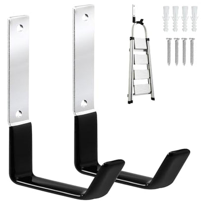 GeeWatom Heavy Duty Steel Garage Hooks,Garage Storage Utility Hooks,Anti-Slip Garage Hooks,Garage Garden Tool Organizer,Steel Wall Mount Hooks, Garden Hose Hanger, Black J Hooks (Large-2PC) - size: Large-2PC