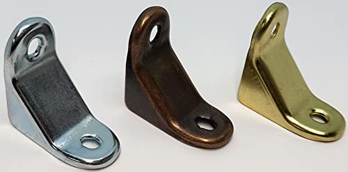 Variety Count Flat Straight 1x1 22 Gauge Steel Corner Brace Brackets Antique Brass Bronze Zinc Finish Shelf Chair Cabinet Rustic Vintage Brace 90 Dozen Statuary (12, ZINC) - style: ZINC